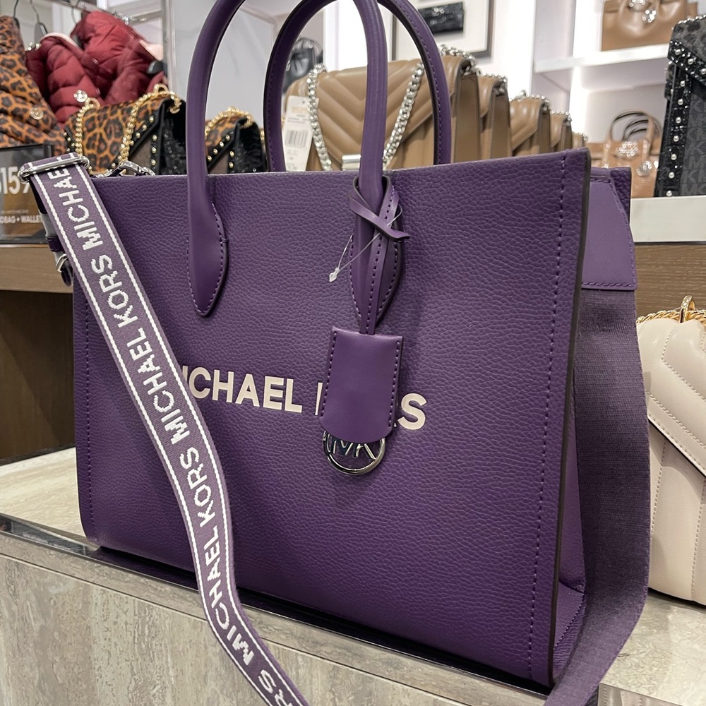 MICHAEL KORS Mirella Medium EW Pebbled Leather Tote Bag
Dark Purple